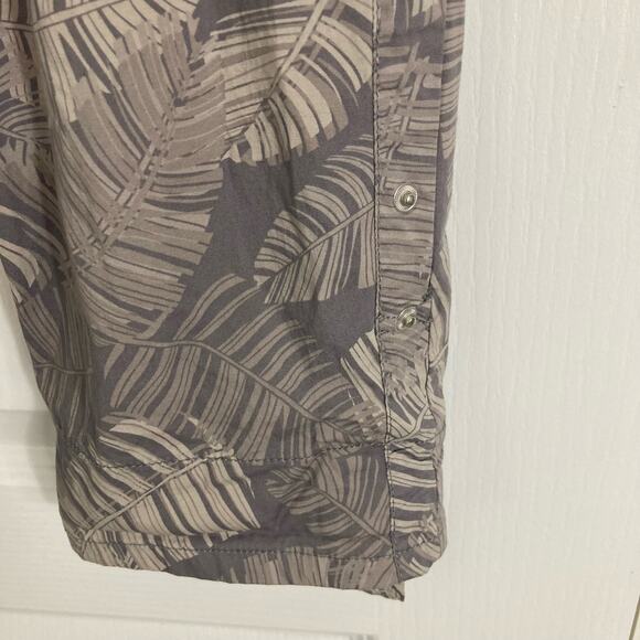 NWOT DEMOCRACY Pant 12 Flex-ellent Grey Palm-Leaf Roll-Tab-Snap Stretch Tropical - Picture 5 of 11